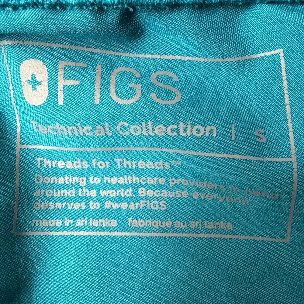 FIGS Zamora Jogger Pants‎ Size S Teal Scrub Mid Rise Cargo Pocket Zip Flawed